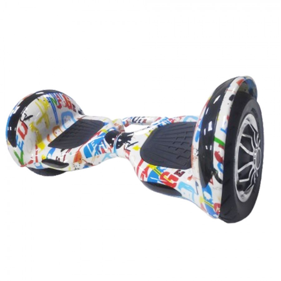 SMART BALANCE HOVERBOARD WHEEL WITH BLUETOOTH & LED ΗΛΕΚΤΡΙΚΟ ΠΑΤΙΝΙ GRAFFITI WHITE HIP HOP 10"