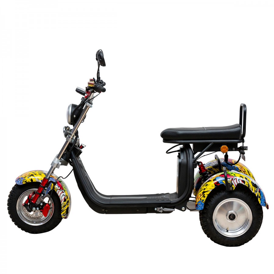 ΕΠΙΔΟΤΟΥΜΕΝΟ ΤΡΙΚΥΚΛΟ ΗΛΕΚΤΡΙΚΟ SCOOTER ΤΥΠΟΥ CHOPPER ΓΙΑ 2 ΑΝΑΒΑΤΕΣ GRAFFITI ΧΩΡΙΣ ΔΙΠΛΩΜΑ