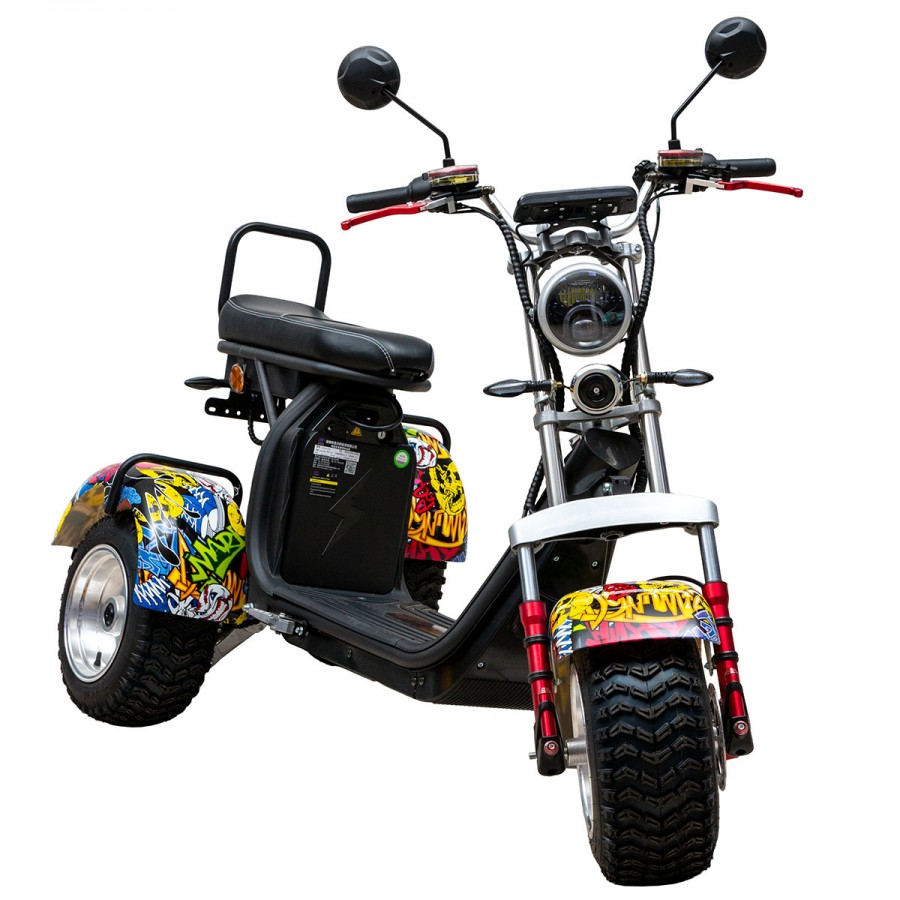 ΕΠΙΔΟΤΟΥΜΕΝΟ ΤΡΙΚΥΚΛΟ ΗΛΕΚΤΡΙΚΟ SCOOTER ΤΥΠΟΥ CHOPPER ΓΙΑ 2 ΑΝΑΒΑΤΕΣ GRAFFITI ΧΩΡΙΣ ΔΙΠΛΩΜΑ
